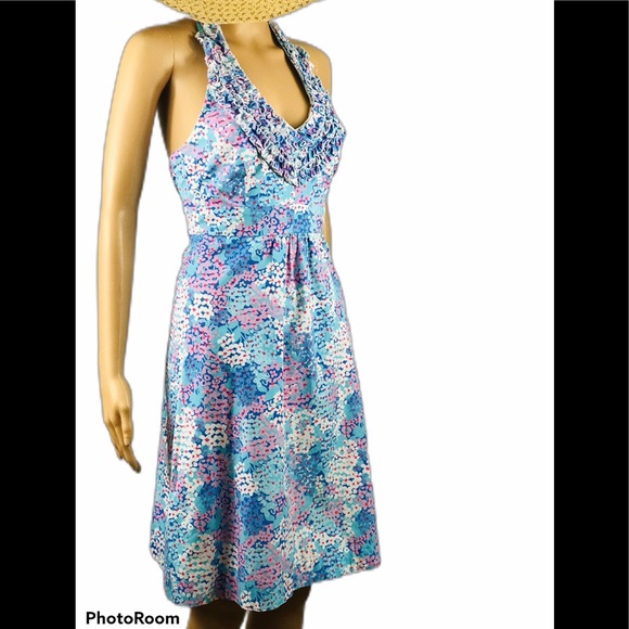 Lilly Pulitzer Lillian blue halter style dress sz 4 - Picture 6 of 6